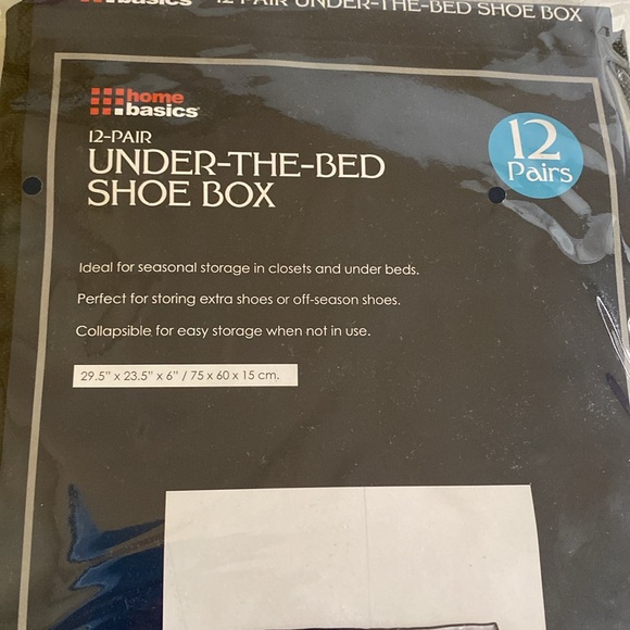 BNIP Home Basics 12-Pair Under Bed Shoe Box Collapsible Clear Top Durable Handle - Picture 2 of 5